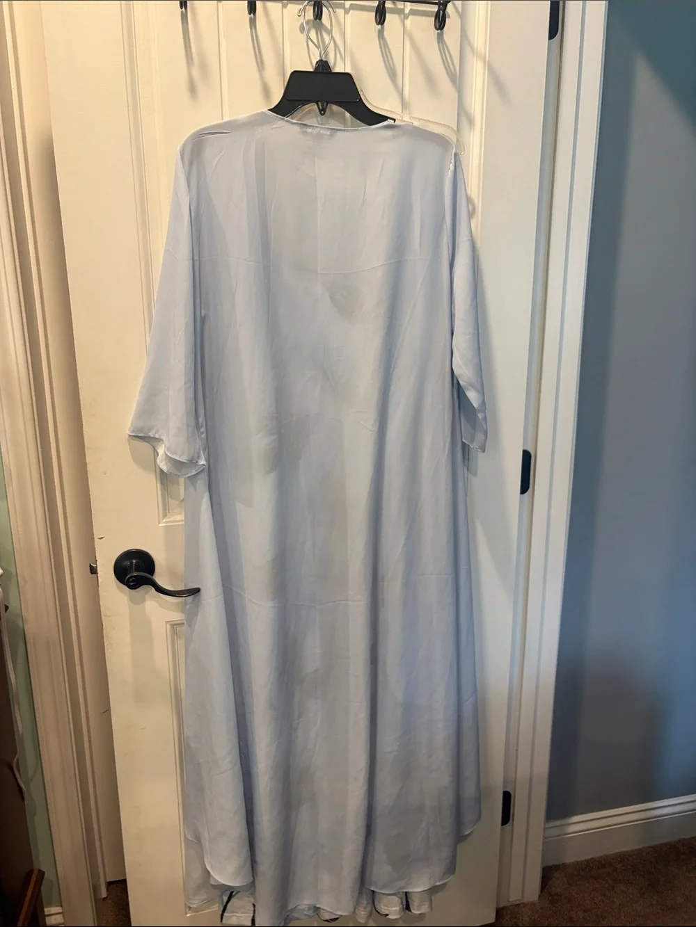 Shall We 2-piece sleeveless light blue floral maxi dress with sheer cardigan NWT